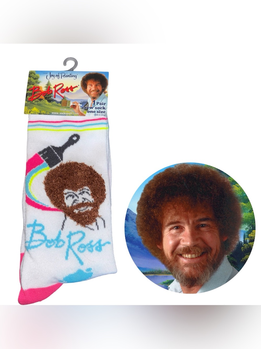 Bob Ross Joy of Painting Socks